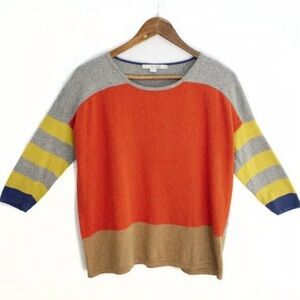 Boden Women's Colorblock Sweater - Orange, Gray, Yellow, Blue, Brown